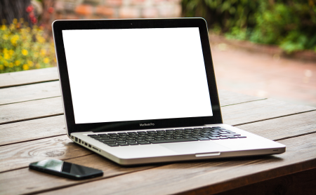 Blank laptop monitor
