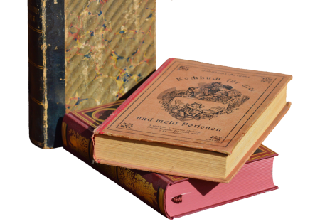 Cooking books book stack old german scripture