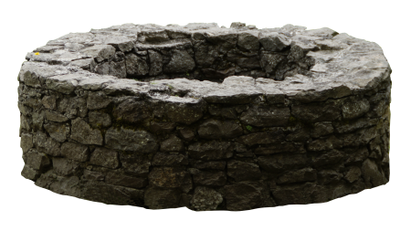 Old well water pick stone art