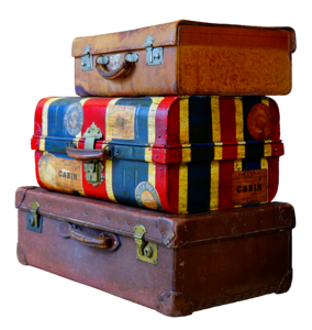 Antique old suitcase travel