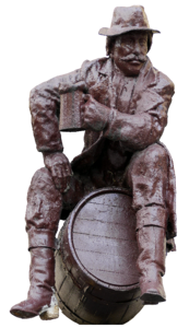Advertising bronze statue sitting