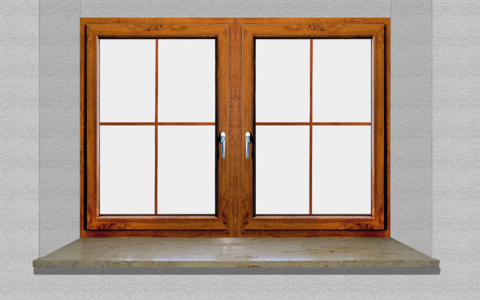 Window sill isolated wooden windows