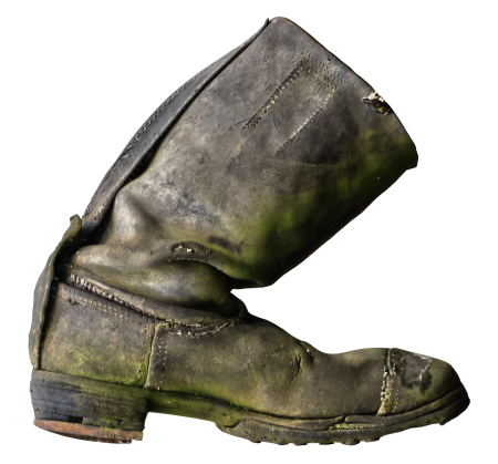 Broken leather footwear