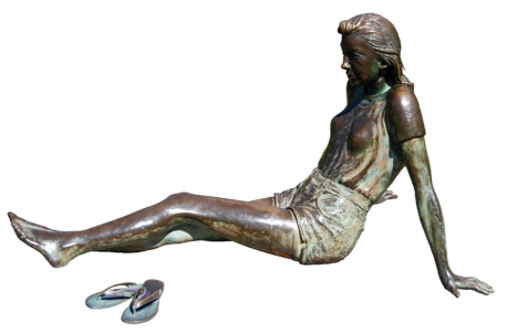 Sitting bronze statue