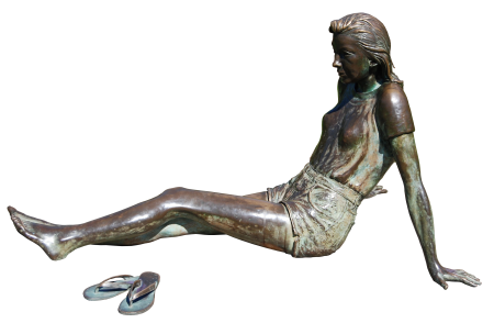 Sitting bronze statue