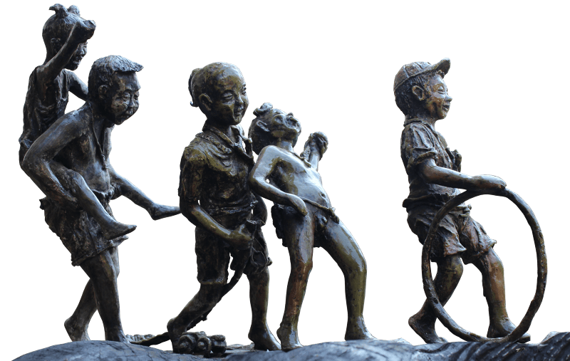 Play art bronze figure