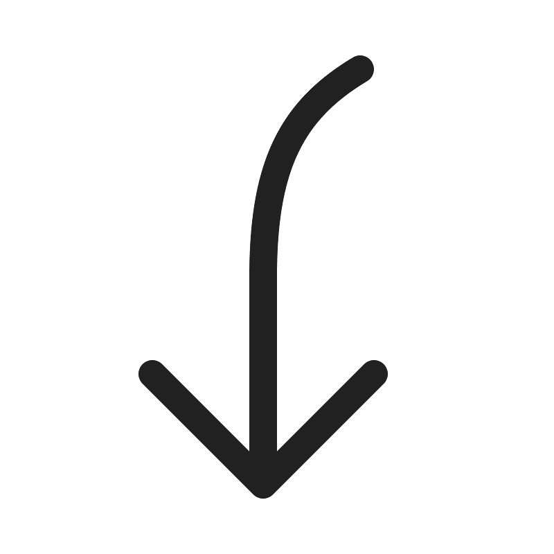 Ic fluent arrow curve down left 20 regular