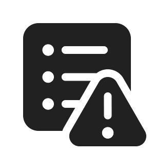 Ic fluent text bullet list square warning 20 filled