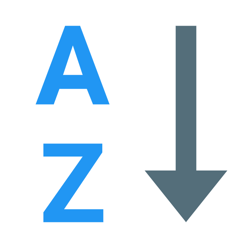 Alphabetical sorting az