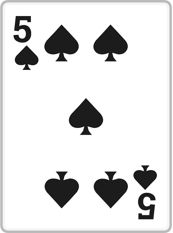 Playing card 1-05 five of spades