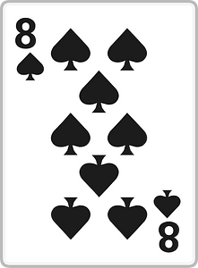 Playing card 1-08 eight of spades
