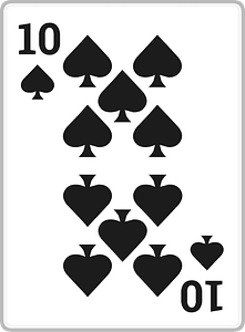Playing card 1-10 ten of spades