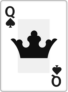 Playing card 1-12 queen of spades