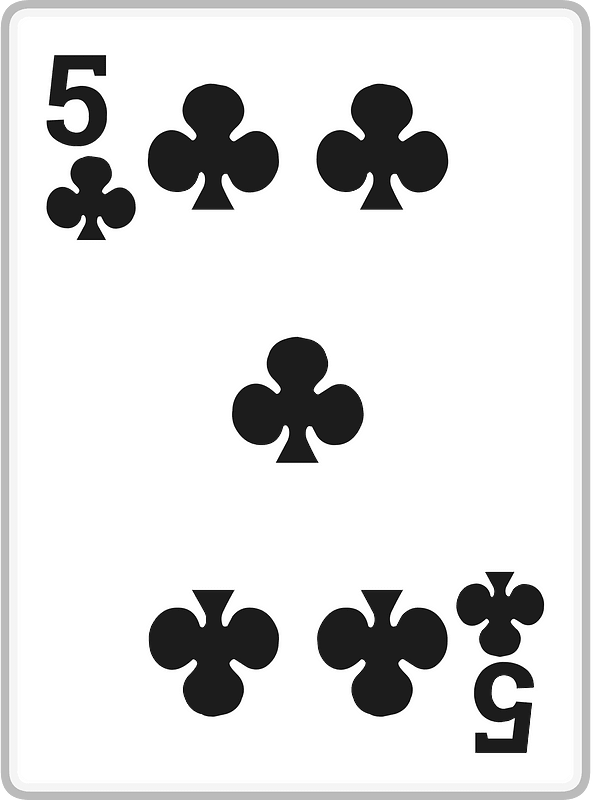 Playing card 2-05 five of clubs