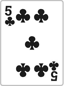 Playing card 2-05 five of clubs