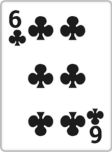 Playing card 2-06 six of clubs