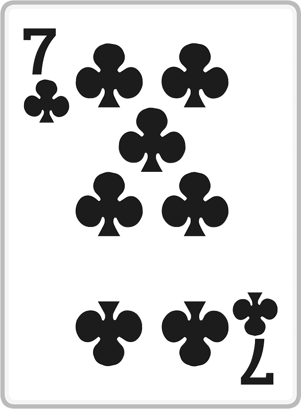 Playing card 2-07 seven of clubs