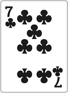 Playing card 2-07 seven of clubs