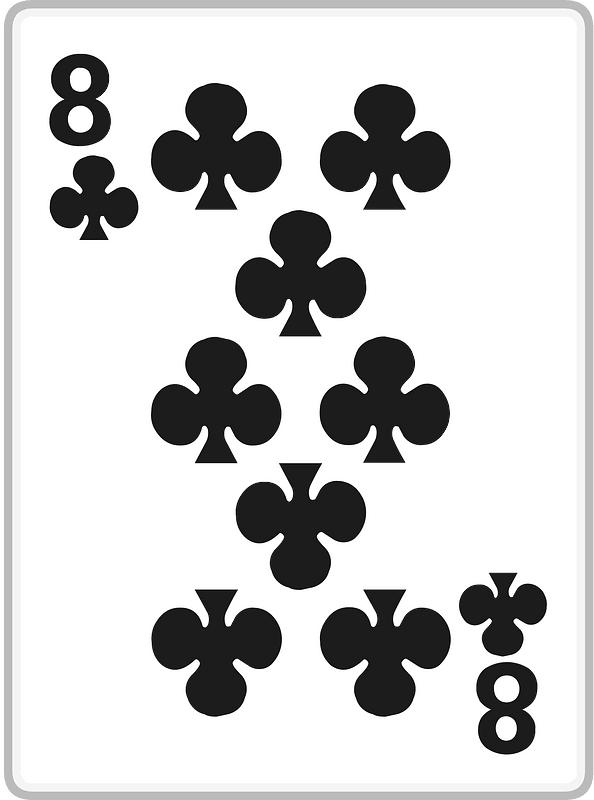 Playing card 2-08 eight of clubs