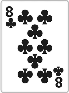 Playing card 2-08 eight of clubs