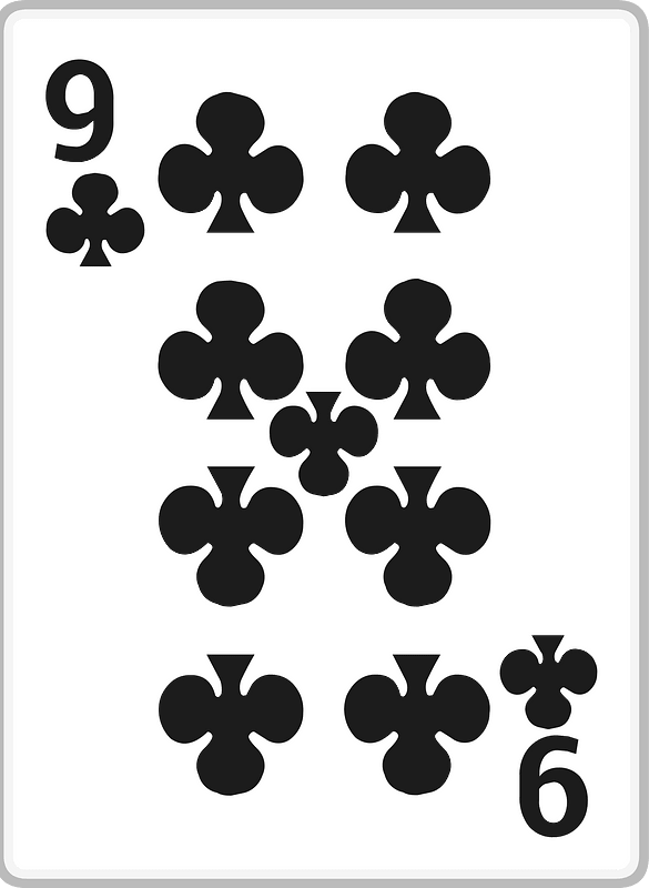 Playing card 2-09 nine of clubs
