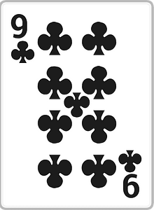 Playing card 2-09 nine of clubs