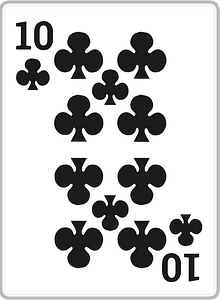Playing card 2-10 ten of clubs