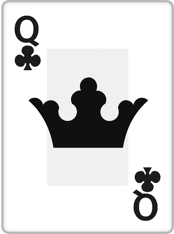 Playing card 2-12 queen of clubs