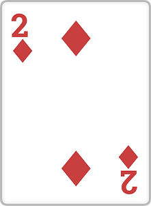 Playing card 3-02 two of diamonds