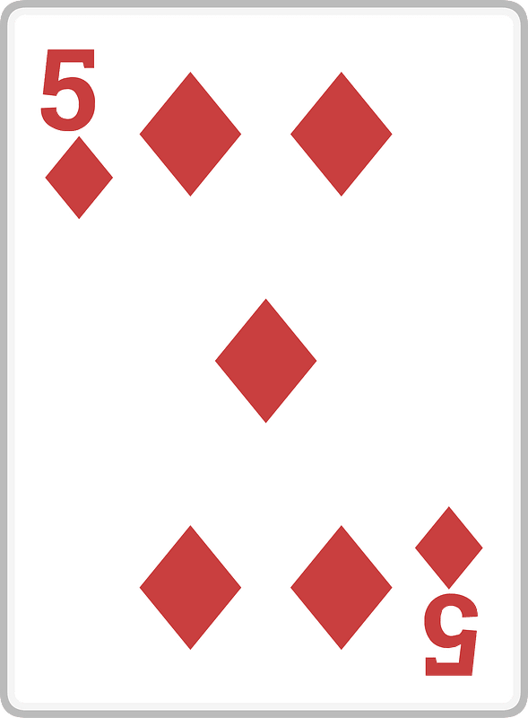Playing card 3-05 five of diamonds