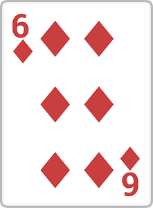 Playing card 3-06 six of diamonds