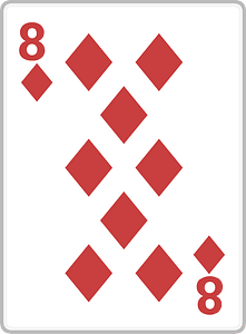 Playing card 3-08 eight of diamonds