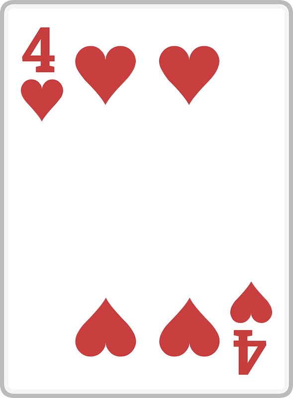 Playing card 4-04 four of hearts