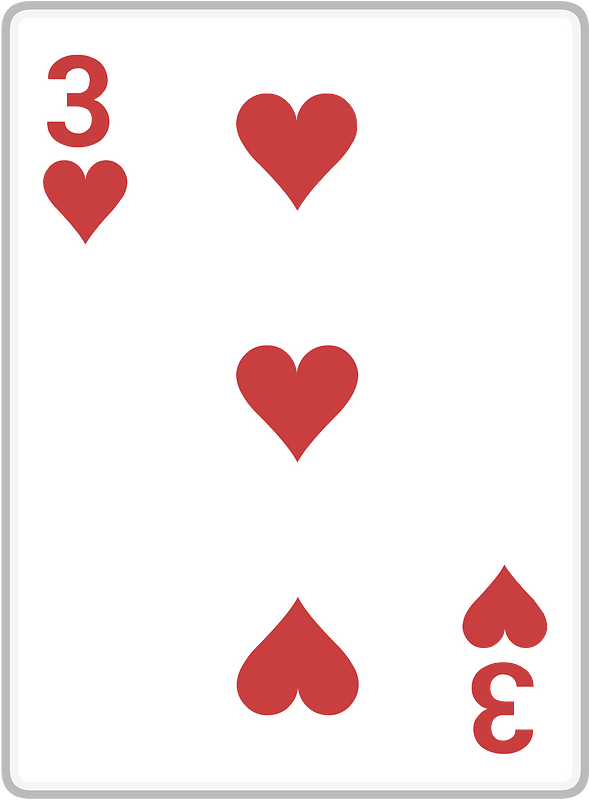 Playing card 4-03 three of hearts