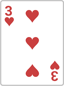 Playing card 4-03 three of hearts