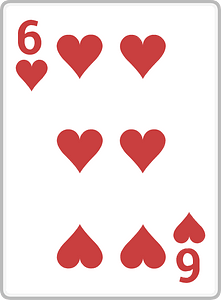 Playing card 4-06 six of hearts