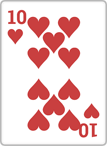 Playing card 4-10 ten of hearts