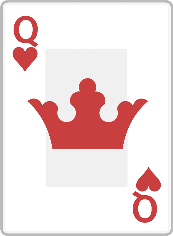 Playing card 4-12 queen of hearts