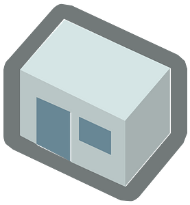 Blue isometric building
