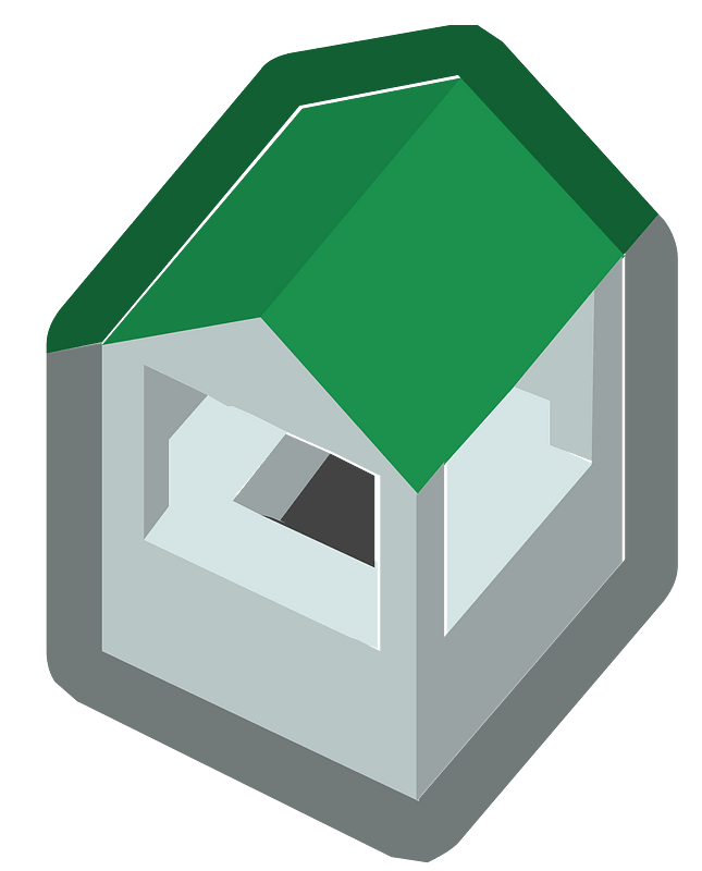 Green isometric building