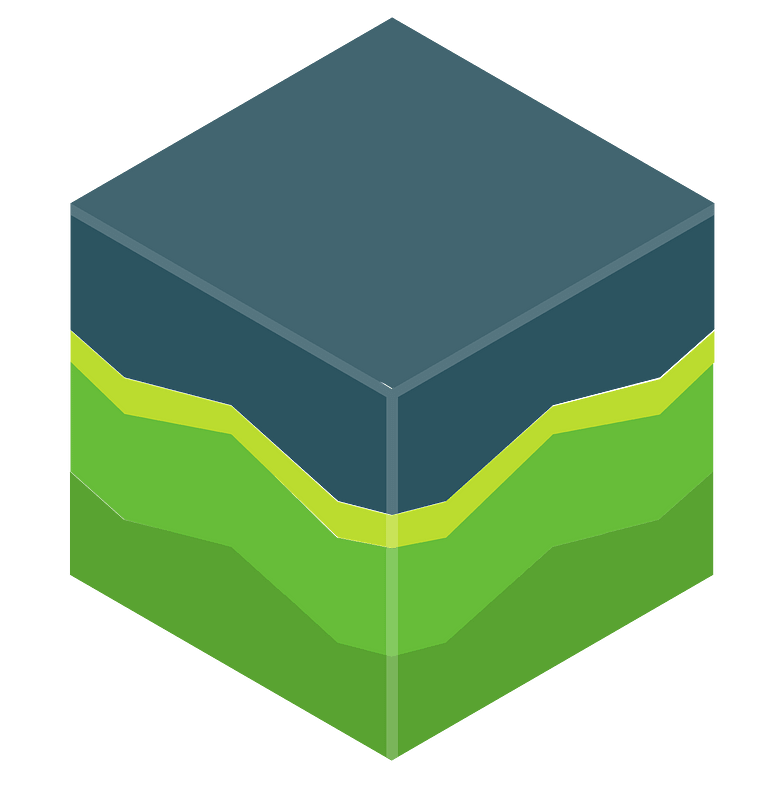 Color terrain isometric cube 19 grey top