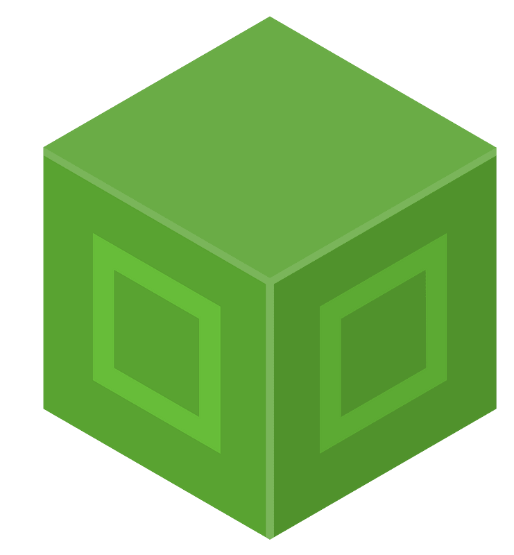 Green isometric cube 10 square