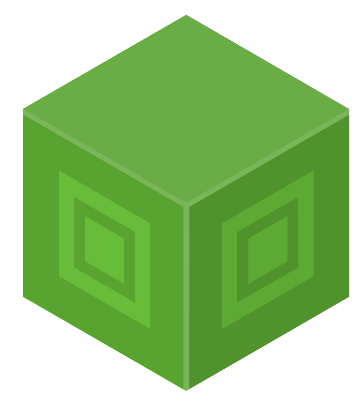 Green isometric cube 11 square
