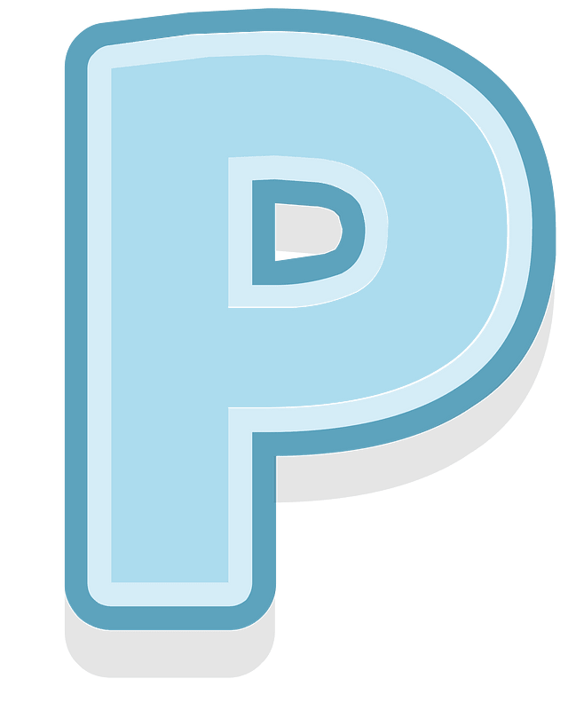 Blue letter p