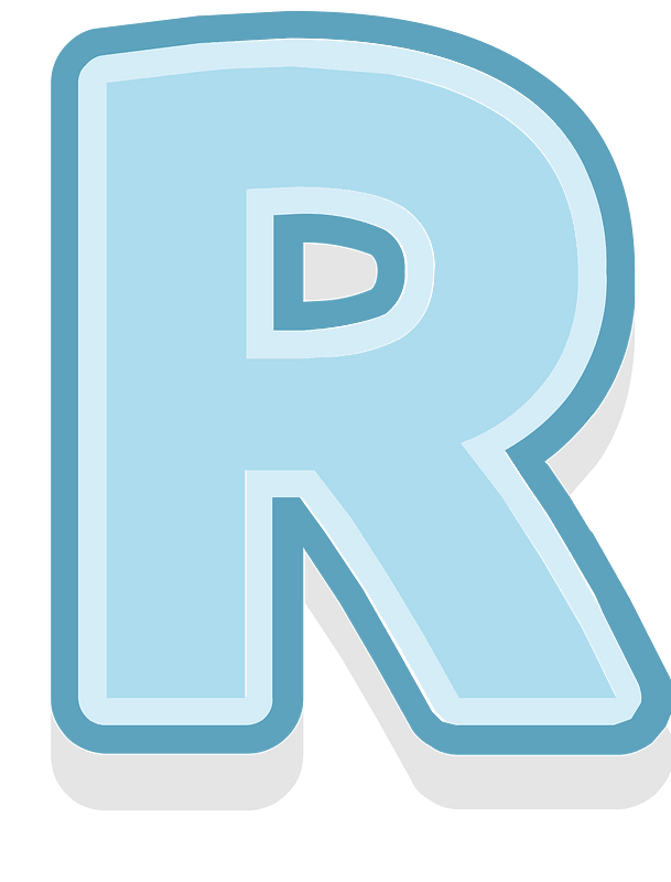 Blue letter r