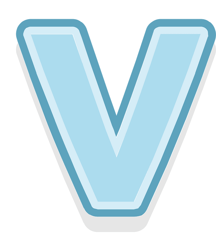 Blue letter v