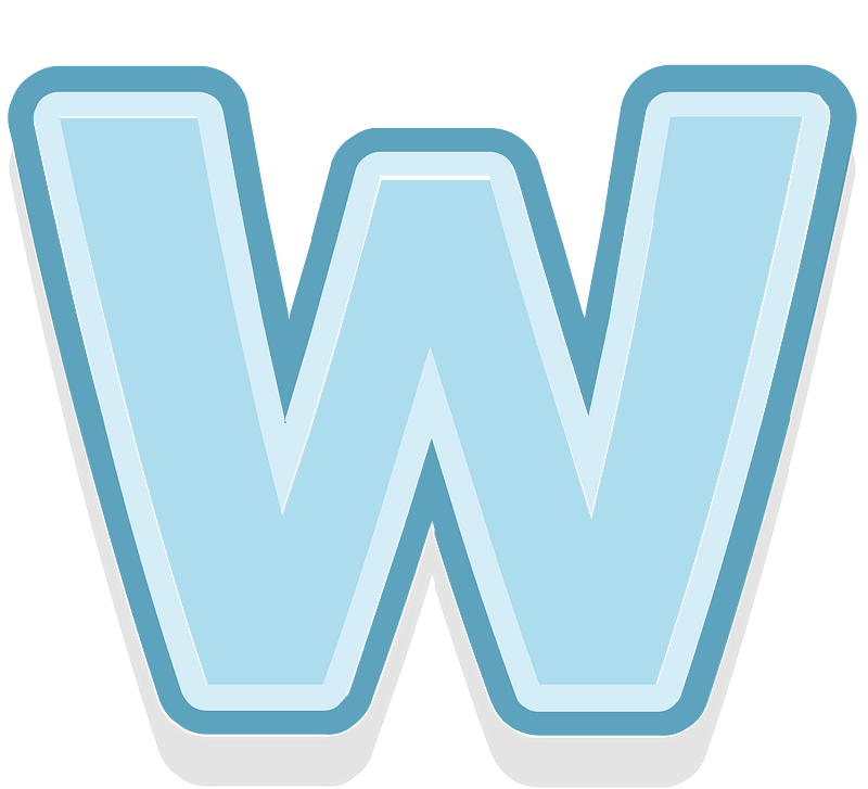 Blue letter w