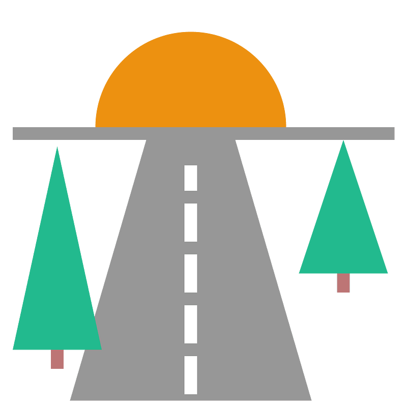 Road sun tree