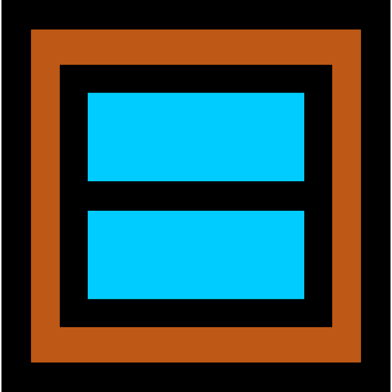 Brown square horisontal double window