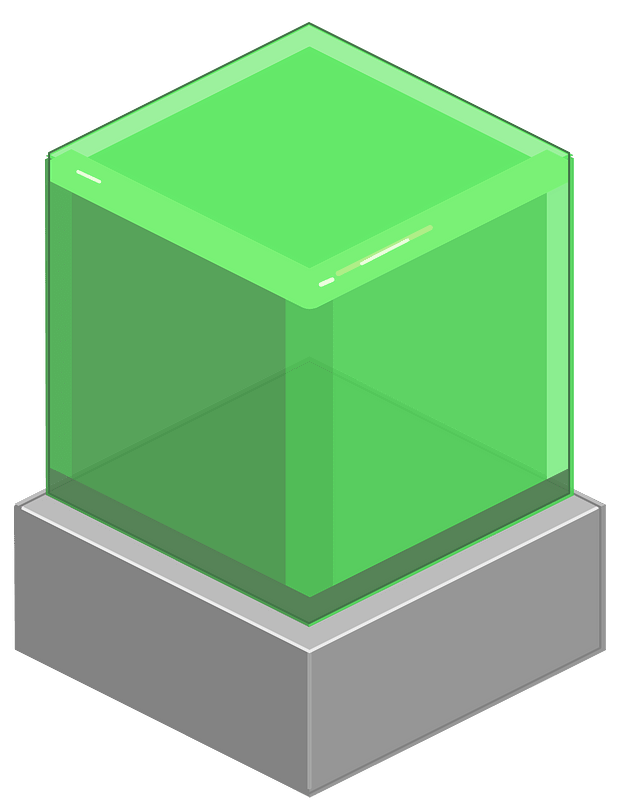 Green cube grey tile